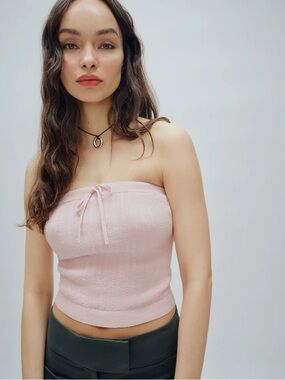 Reformation Zazie Cotton Strapless Sweater